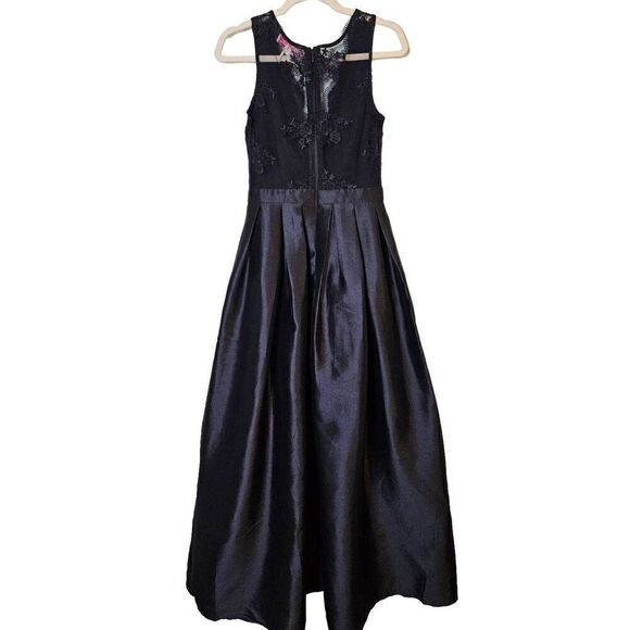Prom Girl navy blue lace top sleeveless gown. Size S. - Picture 3 of 5